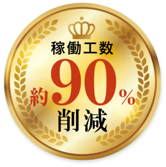 稼働工数約90%削減